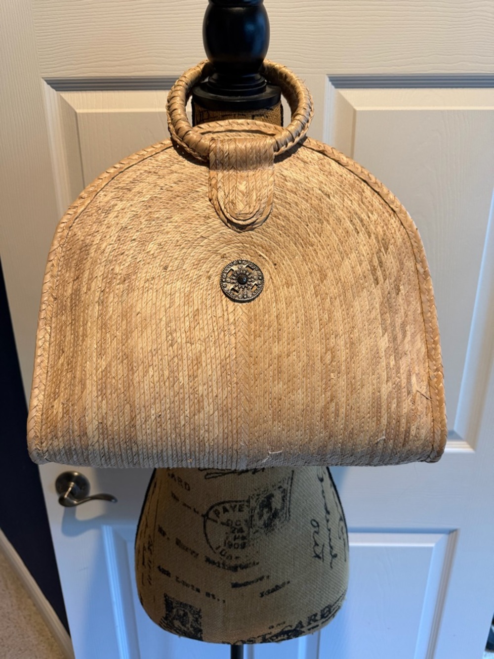 Woven Straw Top-Handle Bag in Natural
